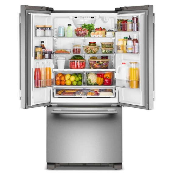 Kitchenaid® Réfrigérateur à portes françaises, profondeur standard et distributeur intérieur de 22 pi cu - 33 po KRFF333SPS