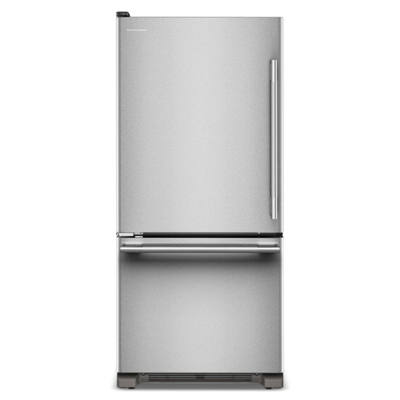 Kitchenaid® Réfrigérateur à congélateur inférieur et profondeur standard avec porte à charnière à gauche de 19 pi cu - 30 po KRBL130SPS