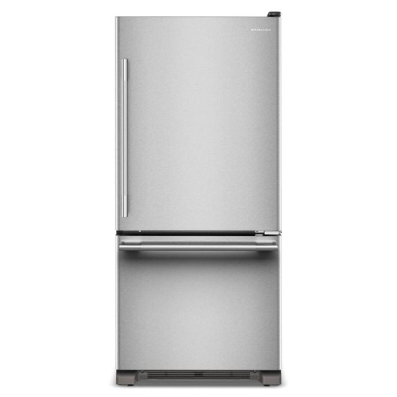 Kitchenaid® Réfrigérateur à congélateur inférieur et profondeur standard avec porte à charnière à droite de 19 pi cu - 30 po KRBR130SPS