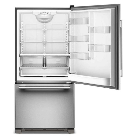 Kitchenaid® Réfrigérateur à congélateur inférieur et profondeur standard avec porte à charnière à droite de 22 pi cu - 33 po KRBR133SPS
