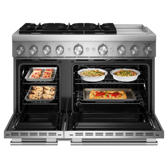 Kitchenaid® Table de cuisson bicombustible à 6 brûleurs avec plaque chauffante de 48 po KFDD948SSS