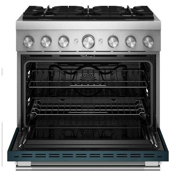 Kitchenaid® Cuisinière bicombustible de style commercial à 6 brûleurs avec mode de friture à air sans préchauffage de 36 po KFDS936SAG