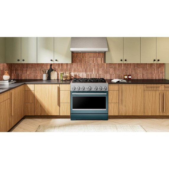 Kitchenaid® Cuisinière bicombustible de style commercial à 6 brûleurs avec mode de friture à air sans préchauffage de 36 po KFDS936SAG