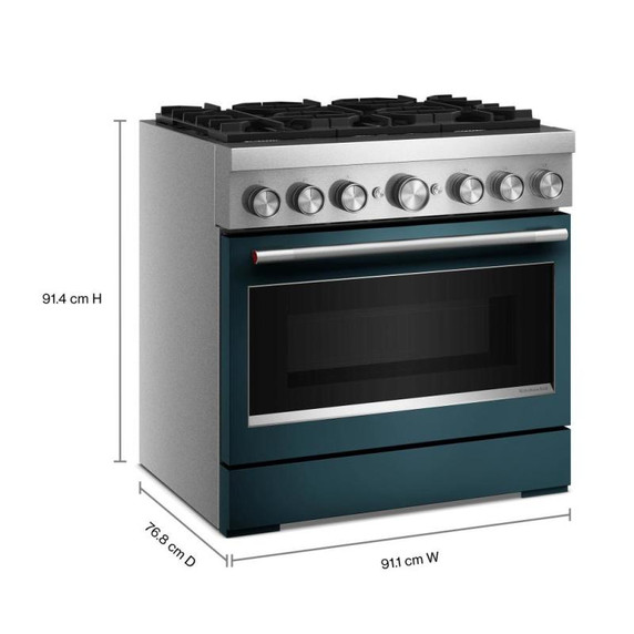 Kitchenaid® Cuisinière bicombustible de style commercial à 6 brûleurs avec mode de friture à air sans préchauffage de 36 po KFDS936SAG