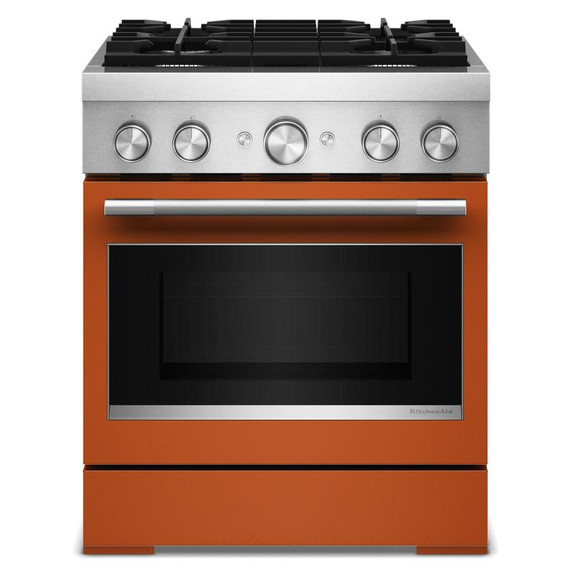 Kitchenaid® Cuisinière bicombustible de style commercial à 4 brûleurs avec mode de friture à air sans préchauffage de 30 po KFDS930SSC