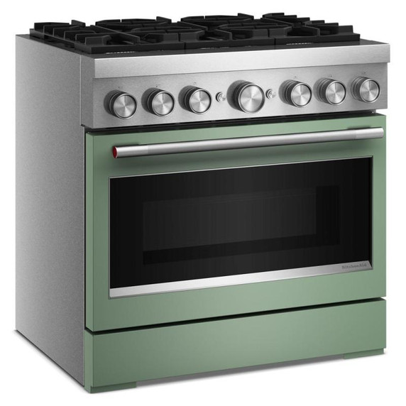 Kitchenaid® Cuisinière bicombustible de style commercial à 6 brûleurs avec mode de friture à air sans préchauffage de 36 po KFDS936SDC