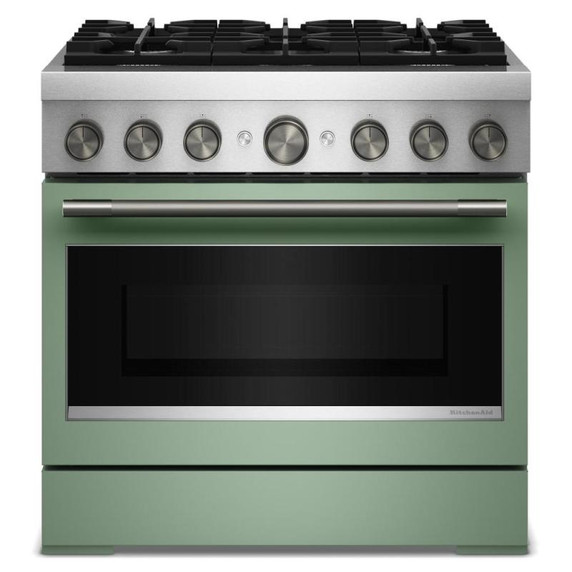 Kitchenaid® Cuisinière bicombustible de style commercial à 6 brûleurs avec mode de friture à air sans préchauffage de 36 po KFDS936SDC
