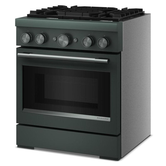 Cuisinière bicombustible de style commercial à 4 brûleurs avec mode de friture à air sans préchauffage KitchenAid® de 30 po KFDS930SJP