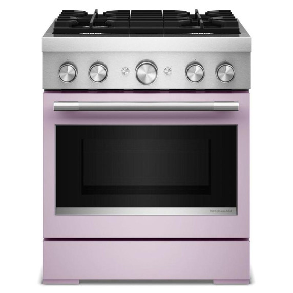Kitchenaid® Cuisinière bicombustible de style commercial à 4 brûleurs avec mode de friture à air sans préchauffage de 30 po KFDS930SWF