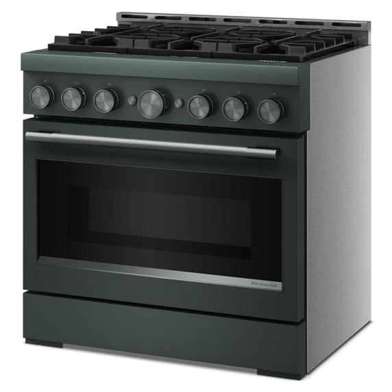 Cuisinière au gaz de style commercial à 6 brûleurs avec mode de friture à air sans préchauffage KitchenAid® de 36 po KFGS936SJP