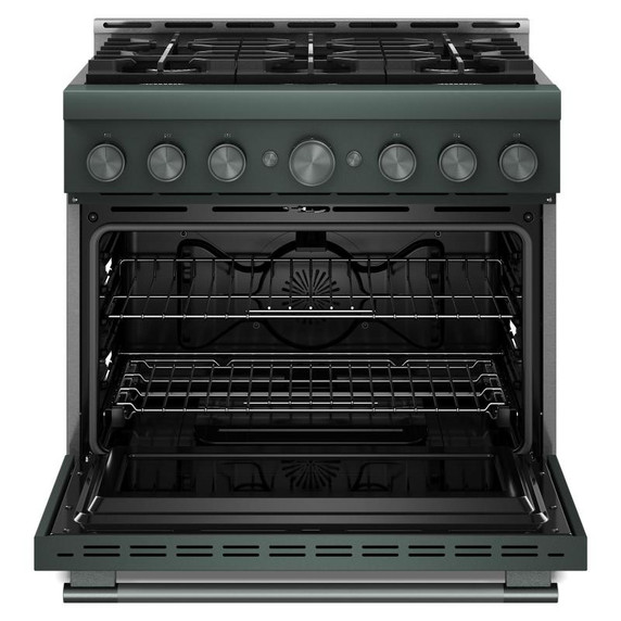 Cuisinière au gaz de style commercial à 6 brûleurs avec mode de friture à air sans préchauffage KitchenAid® de 36 po KFGS936SJP