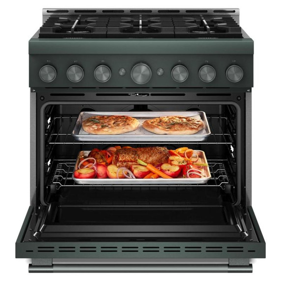 Cuisinière au gaz de style commercial à 6 brûleurs avec mode de friture à air sans préchauffage KitchenAid® de 36 po KFGS936SJP