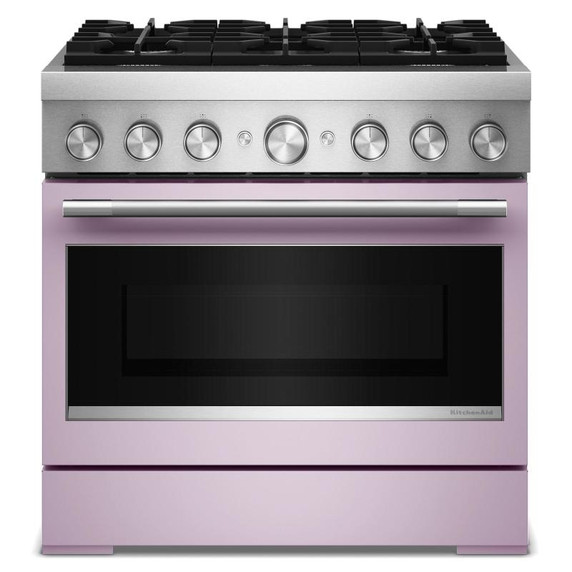 Kitchenaid® Cuisinière bicombustible de style commercial à 6 brûleurs avec mode de friture à air sans préchauffage de 36 po KFDS936SWF