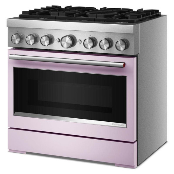 Kitchenaid® Cuisinière bicombustible de style commercial à 6 brûleurs avec mode de friture à air sans préchauffage de 36 po KFDS936SWF