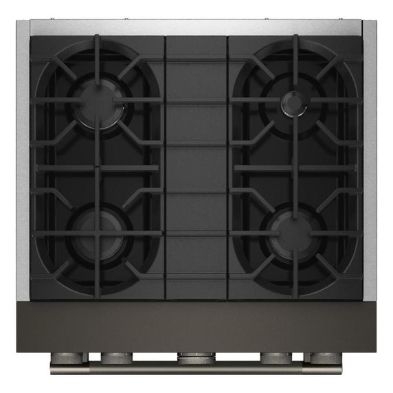 Cuisinière bicombustible de style commercial à 4 brûleurs avec mode de friture à air sans préchauffage KitchenAid® de 30 po KFDS930SBE