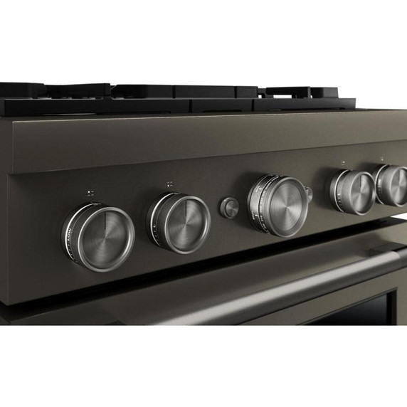 Cuisinière bicombustible de style commercial à 4 brûleurs avec mode de friture à air sans préchauffage KitchenAid® de 30 po KFDS930SBE