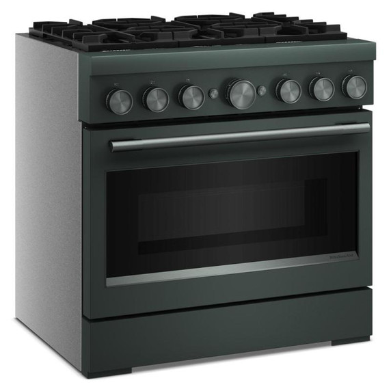 Cuisinière bicombustible de style commercial à 6 brûleurs avec mode de friture à air sans préchauffage KitchenAid® de 36 po KFDS936SJP