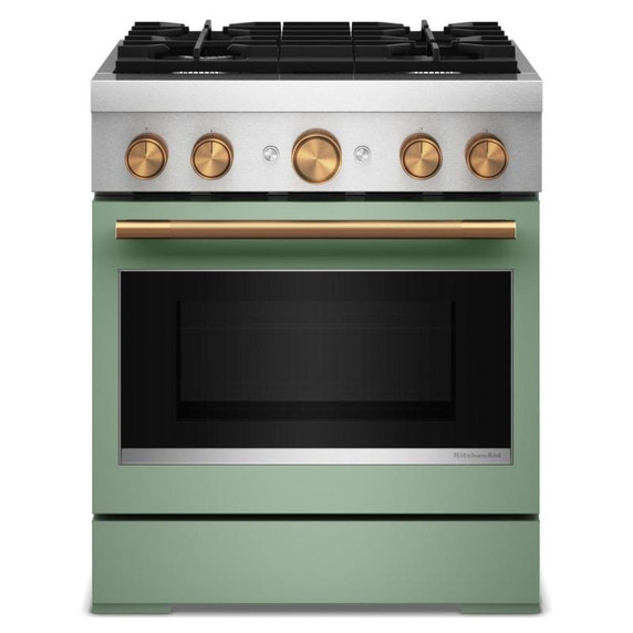 Kitchenaid® Cuisinière bicombustible de style commercial à 4 brûleurs avec mode de friture à air sans préchauffage de 30 po KFDS930SDC