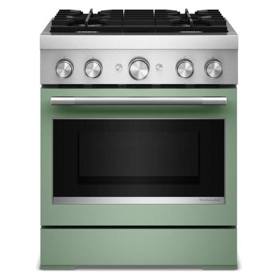 Kitchenaid® Cuisinière bicombustible de style commercial à 4 brûleurs avec mode de friture à air sans préchauffage de 30 po KFDS930SDC