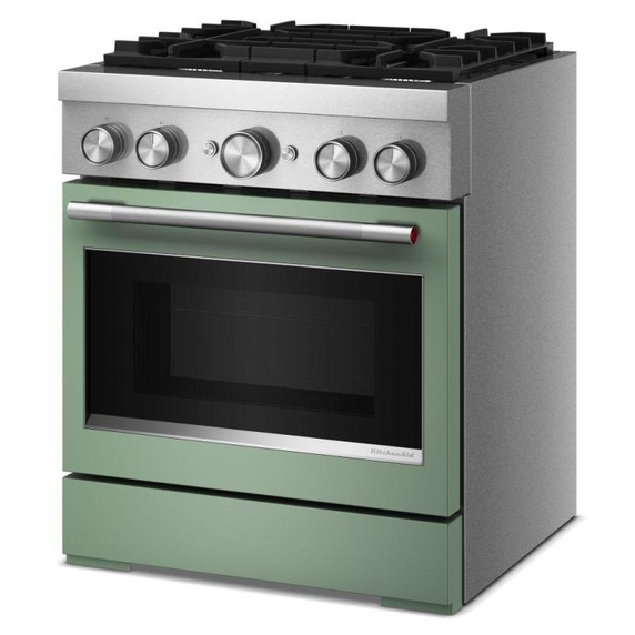 Kitchenaid® Cuisinière bicombustible de style commercial à 4 brûleurs avec mode de friture à air sans préchauffage de 30 po KFDS930SDC