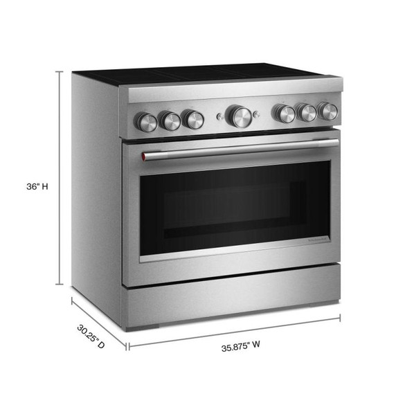 Cuisinière à induction non encastrée de style commercial à 6 éléments avec friture à air KitchenAid® de 36 po KFIS936SSS