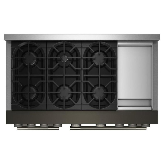 Table de cuisson commerciale au gaz à 6 brûleurs avec plaque chauffante KitchenAid® de 48 po KFGD948SBE
