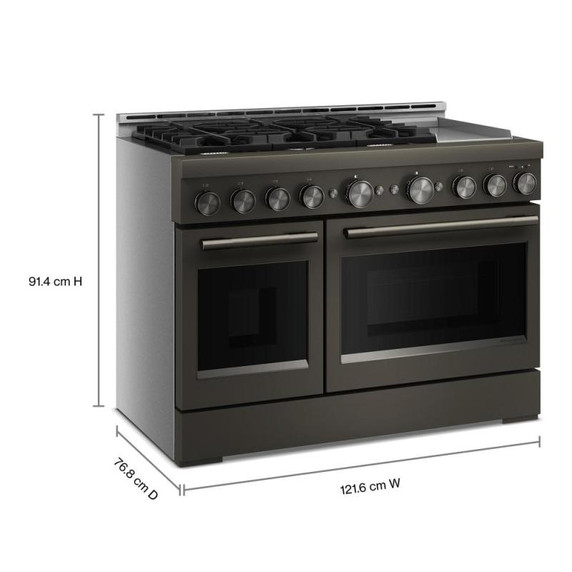 Table de cuisson commerciale au gaz à 6 brûleurs avec plaque chauffante KitchenAid® de 48 po KFGD948SBE