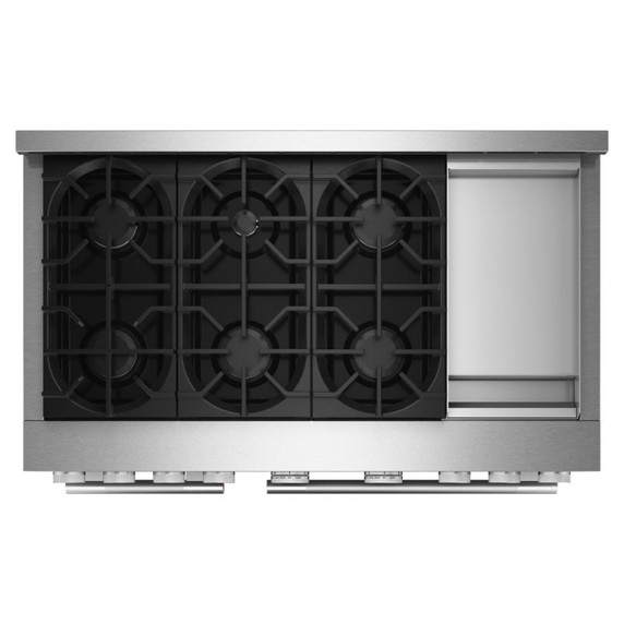 Table de cuisson commerciale au gaz à 6 brûleurs avec plaque chauffante  KitchenAid® de 48 po KFGD948SSS