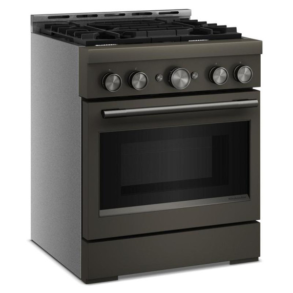 Cuisinière au gaz de style commercial à 4 brûleurs avec mode de friture à air sans préchauffage KitchenAid® de 30 po KFGS930SBE