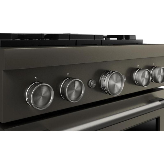 Cuisinière au gaz de style commercial à 4 brûleurs avec mode de friture à air sans préchauffage KitchenAid® de 30 po KFGS930SBE