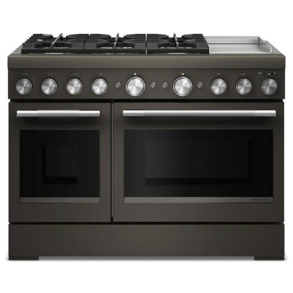 Table de cuisson bicombustible à 6 brûleurs avec plaque chauffante  KitchenAid® de 48 po KFDD948SBE