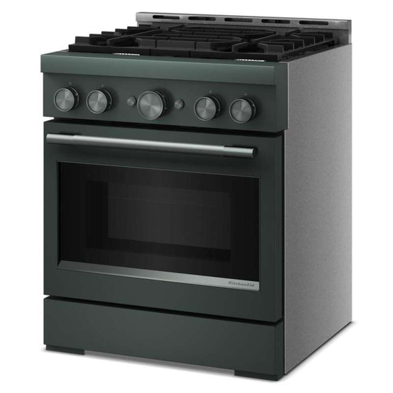 Cuisinière au gaz de style commercial à 4 brûleurs avec mode de friture à air sans préchauffage KitchenAid® de 30 po KFGS930SJP