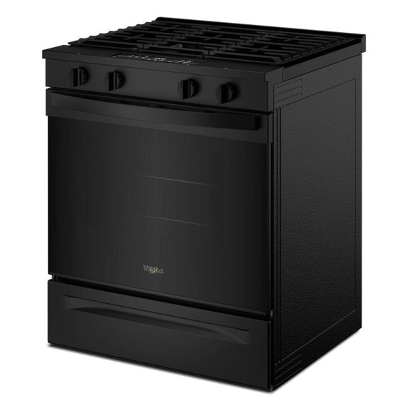 Whirlpool® Cuisinière au gaz intelligente avec mode sans préchauffage et nettoyage à la vapeur de 30 po WSGS3330TB