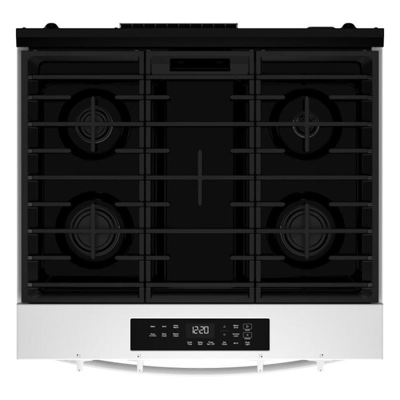 Whirlpool® Cuisinière au gaz intelligente avec mode sans préchauffage et nettoyage à la vapeur de 30 po WSGS3330TW