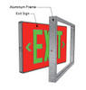 Self luminous tritium exit sign with red face and aluminum frame