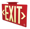 100' Outdoor Glow-In-The-Dark Exit Sign with Red Background with Ceiling/End Mount Bracket