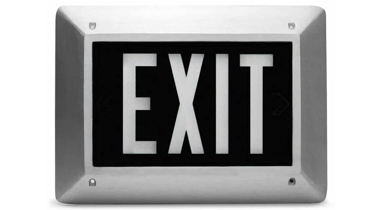 Black Vandalproof Self-Luminous Tritium Exit Sign - Emergency