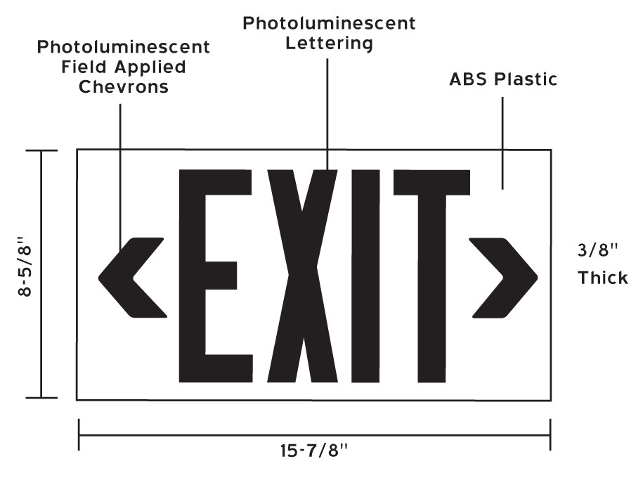 100' Outdoor Photoluminescent Exit Sign with Red Background