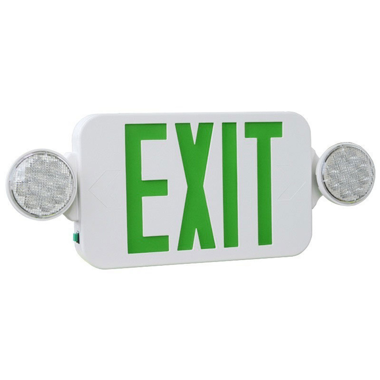 Green LED Exit Emergency Light Combo White Housing