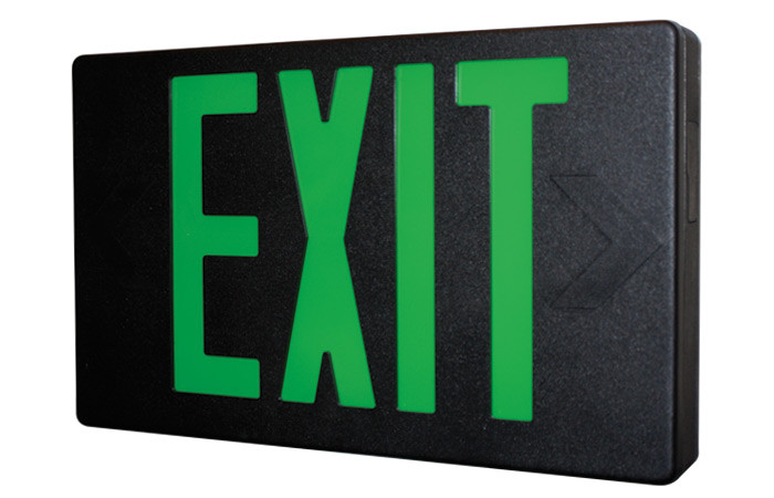 Black LED Exit Sign with Green Letters