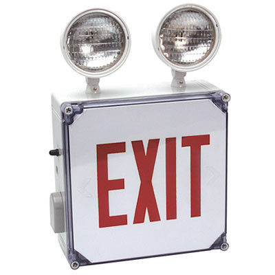 NEMA 4X Exit Combo Red LED with PAR36 Emergency Lights