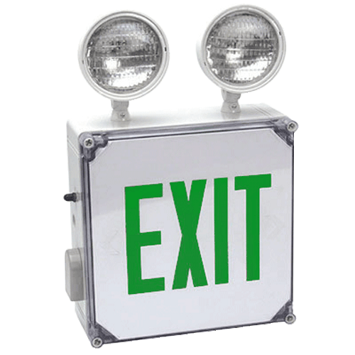 Weatherproof Exit Sign Combo with Green Letters