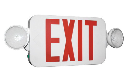Red LED Exit Emergency Light Combo White Housing