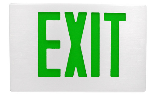 White Aluminum Exit Sign Red LED Universal Face
