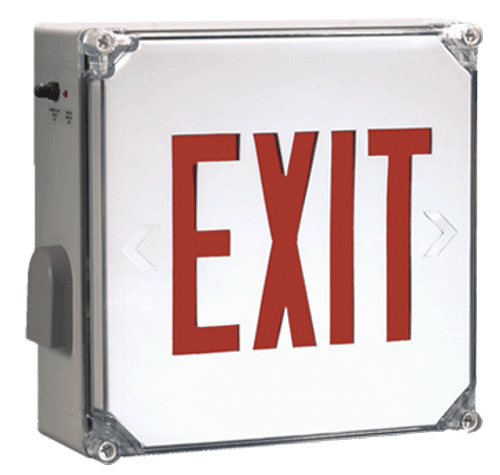 Wet Location Exit Sign with Red Letters