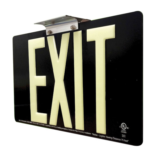 75' Photoluminescent Exit Sign with Black Background