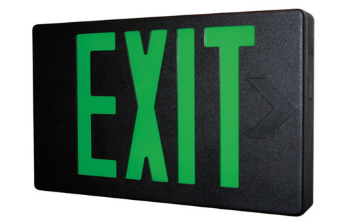 Black Aluminum Exit Sign Green LED Universal Face
