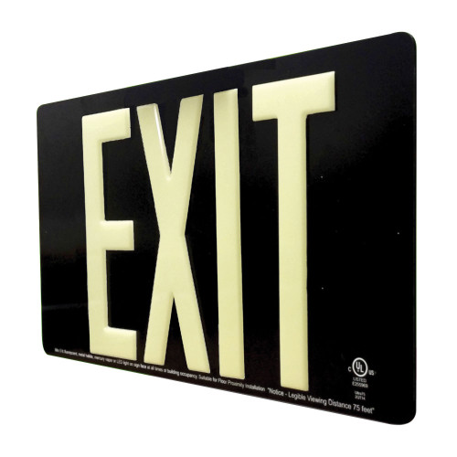 75' Glow-In-The-Dark Exit Sign with White Background