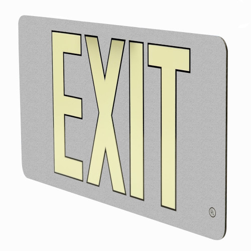 50' Glow-In-The-Dark Exit Sign with Silver Background