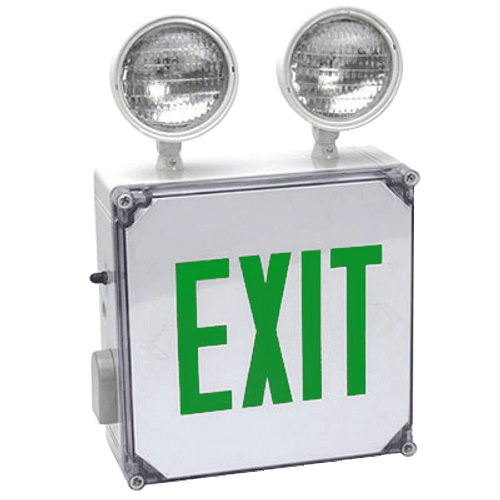 Waterproof Exit Sign Combo with Green Letters
